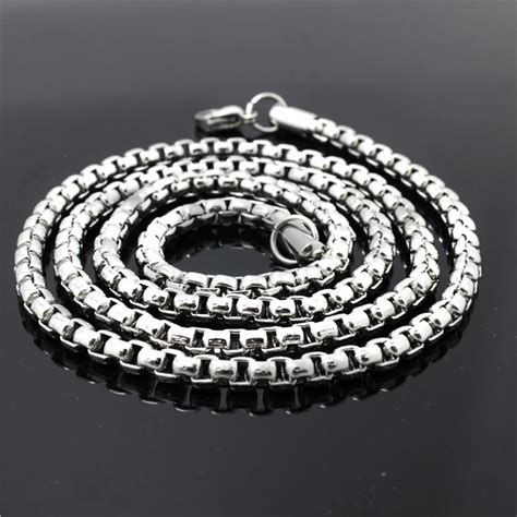 Stainless Steel Round Box Chain Necklace 